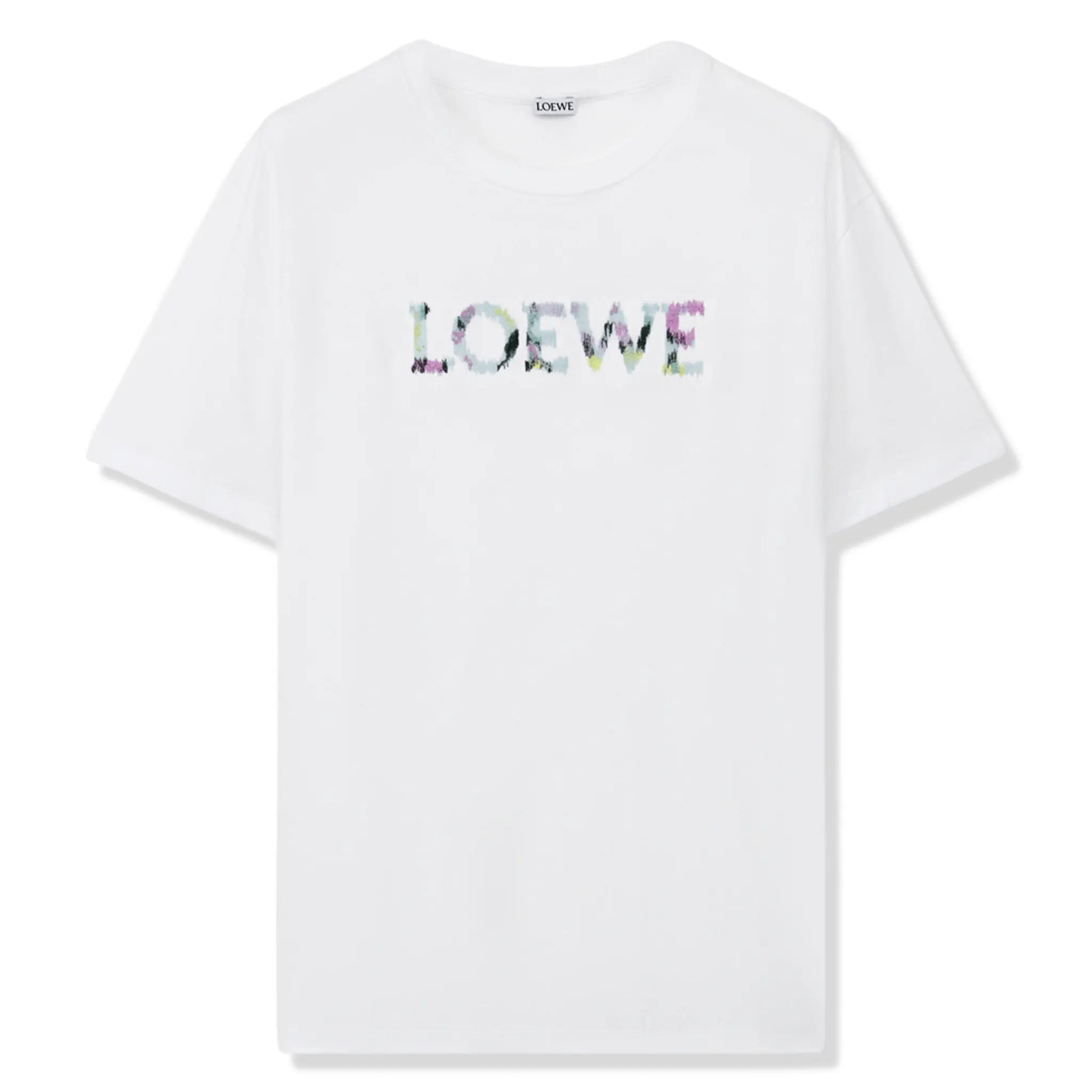 Front View of Loewe Relaxed Fit Cotton White T-Shirt